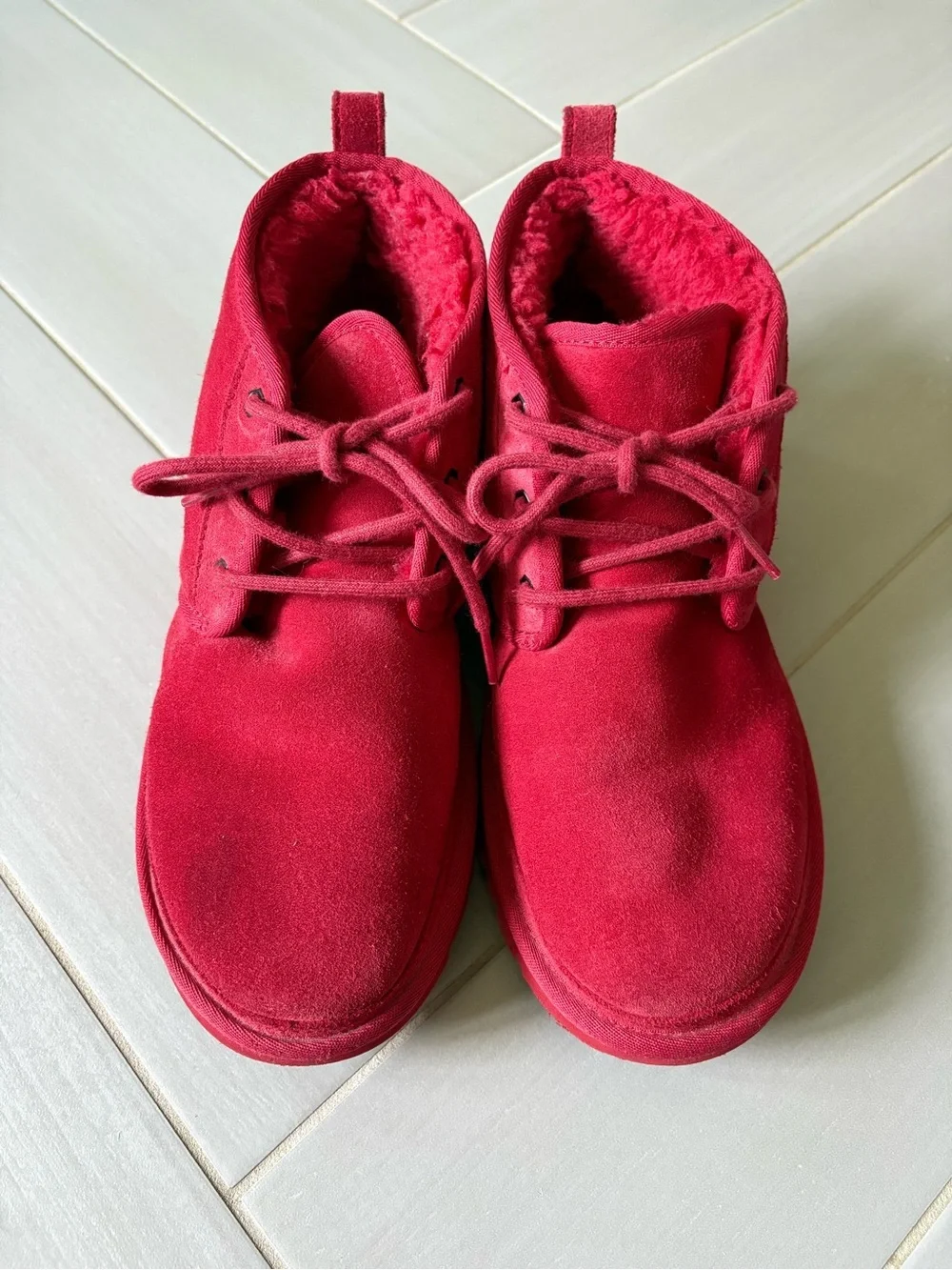 UGG Neumel Red Suede Lace-Up Boots